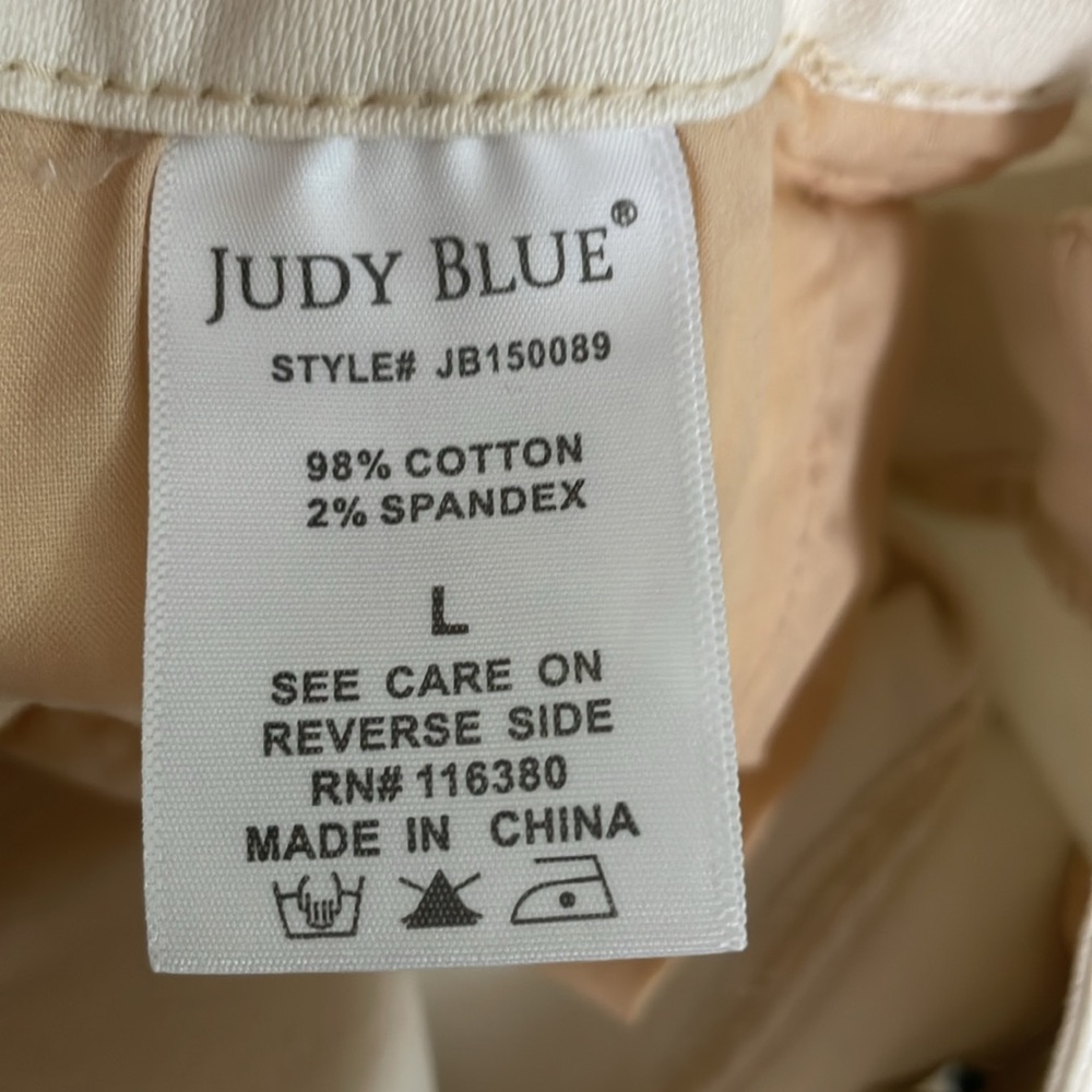 Judy Blue High Waist Cream Denim Shorts - Picture 3 of 6